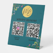 ワイルドフラワーレストランメニュー、Instagram Qrコード 台座サイン (正面)