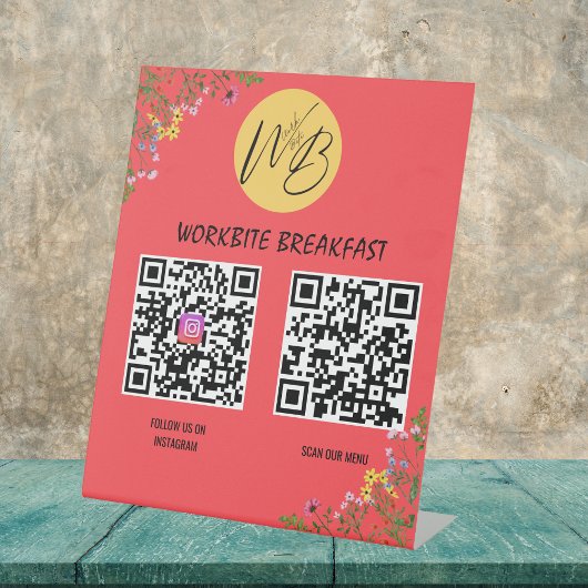 ワイルドフラワーレストランメニュー、Instagram Qrコード 台座サイン