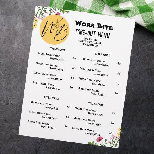 ワイルドフラワーレストラン取り出しメニューQRコード チラシ