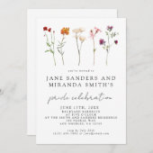 ワイルドフラワーレズビアンフローラゲイプライドお祝い 招待状 (正面/裏面)