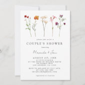 ワイルドフラワーレズビアンプライドフローラカップルのシャワー 招待状 (正面)