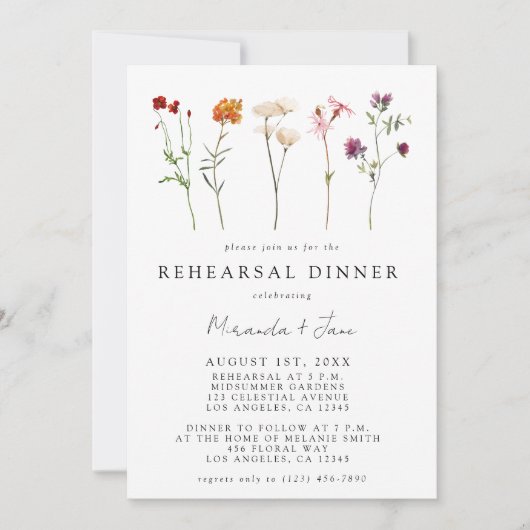 ワイルドフラワーレズビアンプライドフローラリハーサルディナー 招待状 (正面)