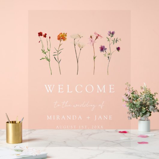 ワイルドフラワーレズビアン結婚プライド アクリルサイン (ウェディング)