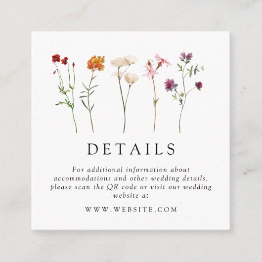 ワイルドフラワーレズプライドフローラ結婚のQRコード エンクロージャーカード (正面)