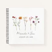 ワイルドフラワーレズプライドフローラ結婚ズゲストブック ノートブック (正面)