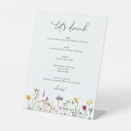 ワイルドフラワーレッツドリンクバー看板 台座サイン (正面)