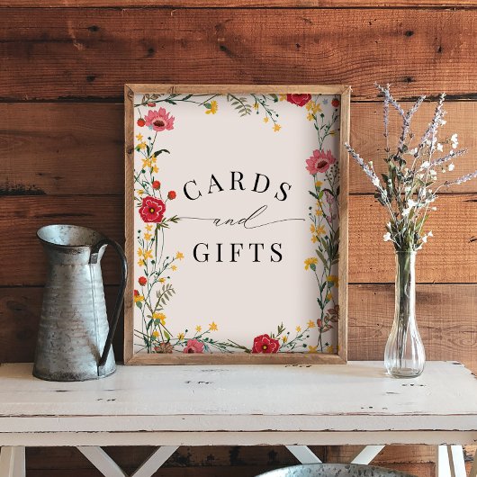 ワイルドフラワーレッドイエローカード&ギフトサイン ポスター