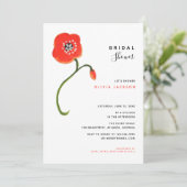 ワイルドフラワーレッドポピーモダンブライダルシャワー 招待状 (スタンド正面)