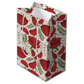 ワイルドフラワーレッドポピー赤ちゃんシャワー ミディアムペーパーバッグ (正面アングル)