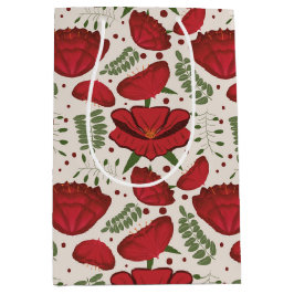 ワイルドフラワーレッドポピー赤ちゃんシャワー ミディアムペーパーバッグ