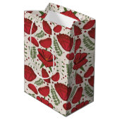 ワイルドフラワーレッドポピー赤ちゃんシャワー ミディアムペーパーバッグ (裏面アングル)