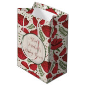 ワイルドフラワーレッドポピー赤ちゃんシャワー ミディアムペーパーバッグ (正面アングル)