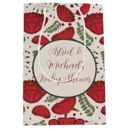 ワイルドフラワーレッドポピー赤ちゃんシャワー ミディアムペーパーバッグ