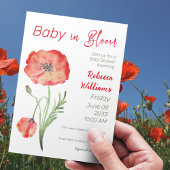 ワイルドフラワーレッドポピーin開花フローラベビーシャワー 招待状