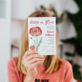 ワイルドフラワーレッドポピーin開花フローラベビーシャワー 招待状