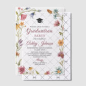 ワイルドフラワーレッド植物学フローラ卒業 ベラム紙招待状 (オフセット (招待状))
