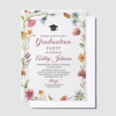 ワイルドフラワーレッド植物学フローラ卒業 ベラム紙招待状 (オフセット)