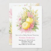 ワイルドフラワーレモンドリーミーガールベビーシャワー 招待状 (正面/裏面)