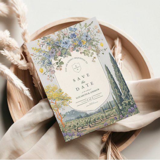 ワイルドフラワーレモ地中海のンヴィン結婚ヤード セーブザデート