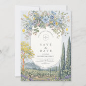 ワイルドフラワーレモ地中海のンヴィン結婚ヤード セーブザデート (正面)