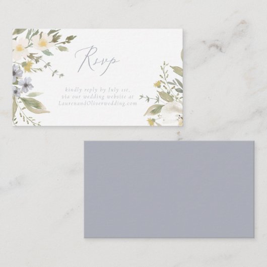 ワイルドフラワーロマンスRSVP Via Website Card エンクロージャーカード (正面/裏面)