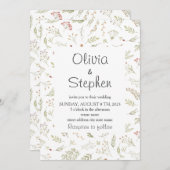 ワイルドフラワーロマンチック繊細な素朴フローラ結婚ズ 招待状 (正面/裏面)