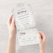ワイルドフラワーロマンティックパステルズガーデン結婚パーティー オールインワン招待状 (貼ってはがせる)
