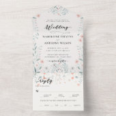 ワイルドフラワーロマンティックパステルズガーデン結婚パーティー オールインワン招待状 (内側)