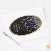 ワイルドフラワーローカル生ハニーラベルビーブラック金ゴールド 楕円形シール (封筒)