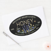 ワイルドフラワーローカル生ハニーラベルビーブラック金ゴールド 楕円形シール (封筒)