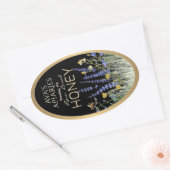 ワイルドフラワーローカル生ハニーラベルビーブラック金ゴールド 楕円形シール (封筒)