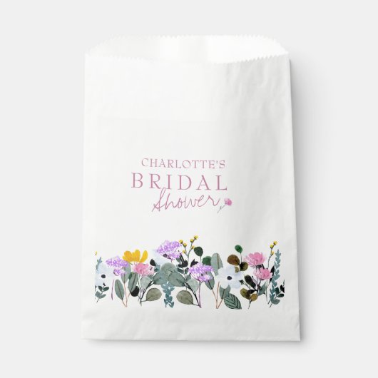 ワイルドフラワーローンかわいらしフローラブライダルシャワー フェイバーバッグ (正面)
