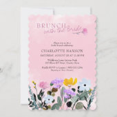 ワイルドフラワーローンピかわいらしンクブライダルブランチ 招待状 (正面)