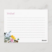 ワイルドフラワーローンブライダルシャワーレシピカード ポストカード (裏面)