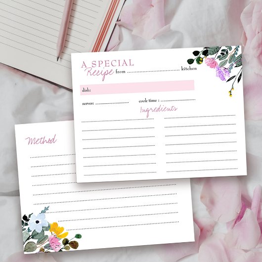 ワイルドフラワーローンブライダルシャワーレシピカード ポストカード