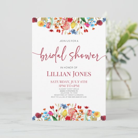 ワイルドフラワーワイルドフラワーズフローラブライダルシャワー 招待状 (スタンド正面)