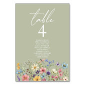 ワイルドフラワーワイルドフラワーズフローラ庭園の結婚式 テーブルナンバー (正面)