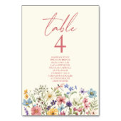 ワイルドフラワーワイルドフラワーズフローラ庭園の結婚式 テーブルナンバー (裏面)