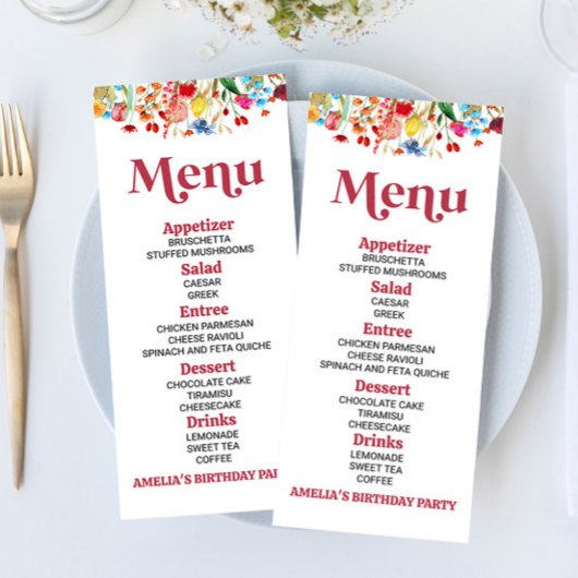 ワイルドフラワーワイルドフラワーバースデーパーティーフード メニュー