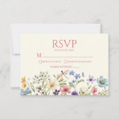 ワイルドフラワーワイルドフラワーフローラウェディングRSVPカード 出欠カード (正面)