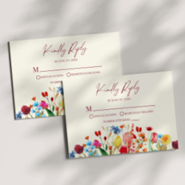 ワイルドフラワーワイルドフラワーフローラウェディングRSVPカード 出欠カード