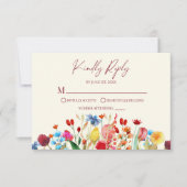 ワイルドフラワーワイルドフラワーフローラウェディングRSVPカード 出欠カード (正面)