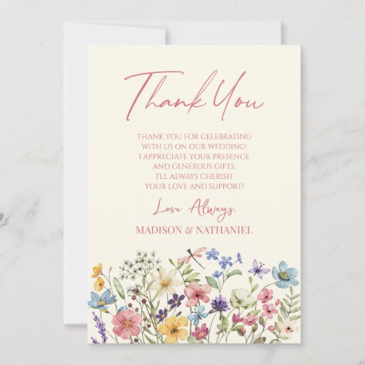 ワイルドフラワーワイルドフラワーフローラガーデンカスタムフォト サンキューカード (正面)