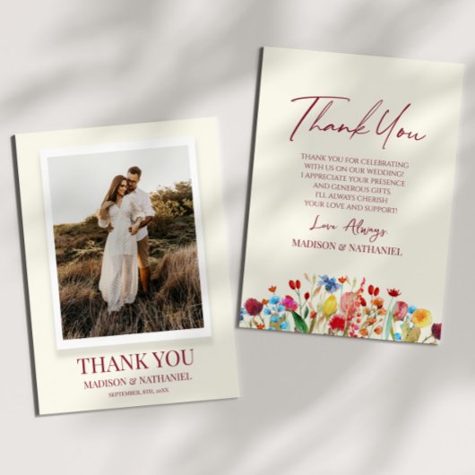 ワイルドフラワーワイルドフラワーフローラガーデンカスタムフォト サンキューカード