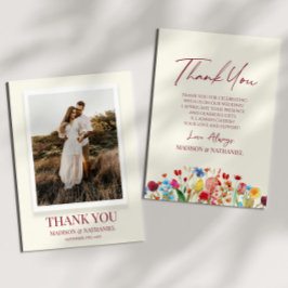 ワイルドフラワーワイルドフラワーフローラガーデンカスタムフォト サンキューカード