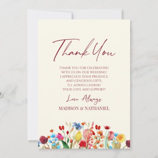 ワイルドフラワーワイルドフラワーフローラガーデンカスタムフォト サンキューカード (正面)