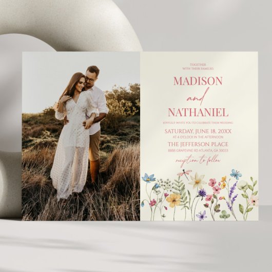 ワイルドフラワーワイルドフラワーフローラガーデンフォト結婚ズ 招待状