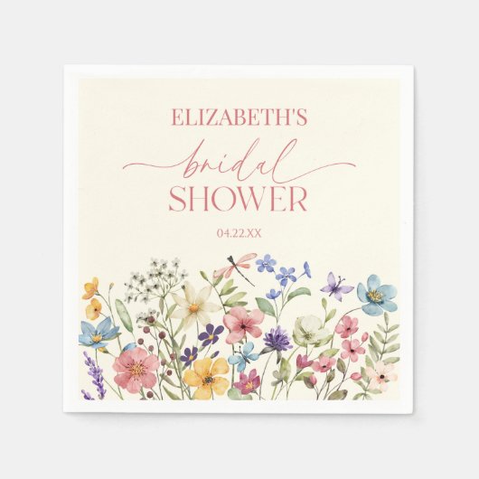 ワイルドフラワーワイルドフラワーフローラブライダルシャワー スタンダードカクテルナプキン (正面)