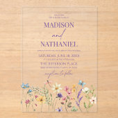 ワイルドフラワーワイルドフラワーフローラ庭園の結婚式 アクリル招待状 (正面)