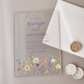 ワイルドフラワーワイルドフラワーフローラ庭園の結婚式 アクリル招待状